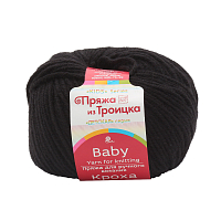 Пряжа из Троицка 'Кроха' 50гр. 135м. (20% шерсть мериноса, 80% акрил) (02 черный)