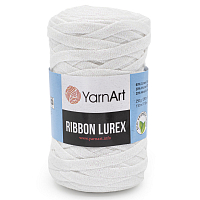 Пряжа YarnArt 'Ribbon Lurex' 250гр 110м (60% хлопок, 20% вискоза и полиэстер, 20% металлик) (721 белый)
