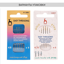 012851 Иглы ручные с упрощенным вдеванием Easy Threading №4-8, 6шт, PONY