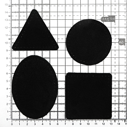 59723 Набор заплаток пришивных из замши, круг, квадрат, треугольник, овал 6см, с перфорацией, 4шт/уп