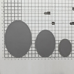 9404 Набор заплаток пришивных из кожи, овал 4*5,5см, 6*8,2см, 8*10,9см, с перфорацией, 3шт/упак
