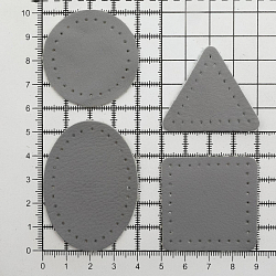 9703 Набор заплаток пришивных из кожи, круг, квадрат, треугольник, овал 4см, с перфорацией, 4шт/упак