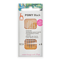 05841 Иглы ручные гобеленовые с белым ушком, Tapestry BLACK, № 18-24, 6шт, PONY