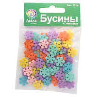 4770 Бусины пластиковые, микс цвета, снежинки, 14*2мм, 15гр., Astra&Craft