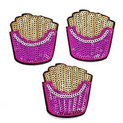 S1224 Термоаппликация вышитая с пайетками 'Фаст фуд' 5*5,5см (3шт)