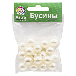 Бусины пластиковые, 'жемчуг', цветные, круглые, 14мм, 25гр, Astra&Craft