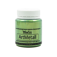 Краска акриловая ArtMetall, золото зеленое светлое, 80мл, Wizzart