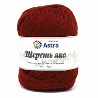 Пряжа Astra Premium 'Шерсть яка' (Yak wool) 100гр 120м (+/-5%) (25%шерсть яка, 50%шерсть, 25%фибра) (25 темно-красный)